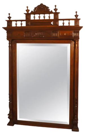Large French Carved Oak Wall Mirror, 1870s