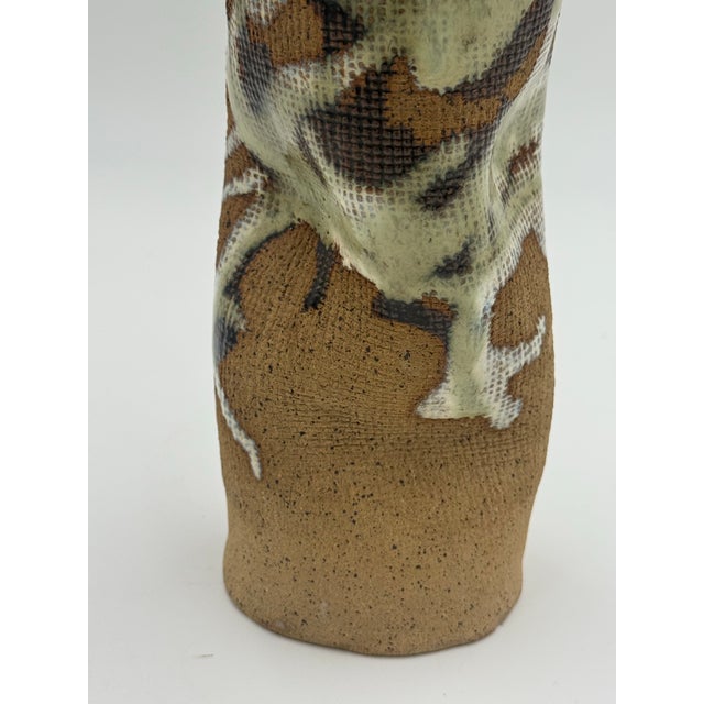 1980's Vintage Textured Studio Pottery Vase For Sale - Image 4 of 8