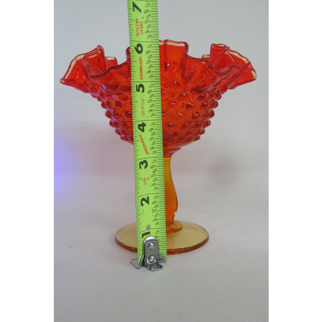 Glass Fenton Amberina Hobnail Style Ruffled Pedestal Compote Candy Dish 4563b For Sale - Image 7 of 12