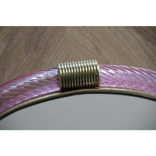 Twisted Pale Pink Murano Glass Mirror, 2000s For Sale - Image 6 of 18