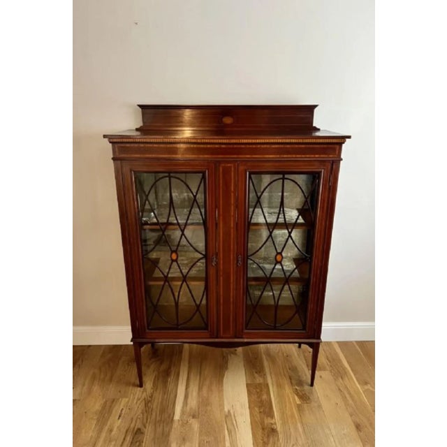 Wood Edwardian Inlaid Mahogany Display Cabinet, 1900s For Sale - Image 7 of 9