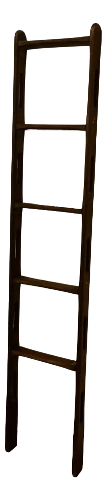 Vintage Folding Yacht Ladder in Teak and Brass