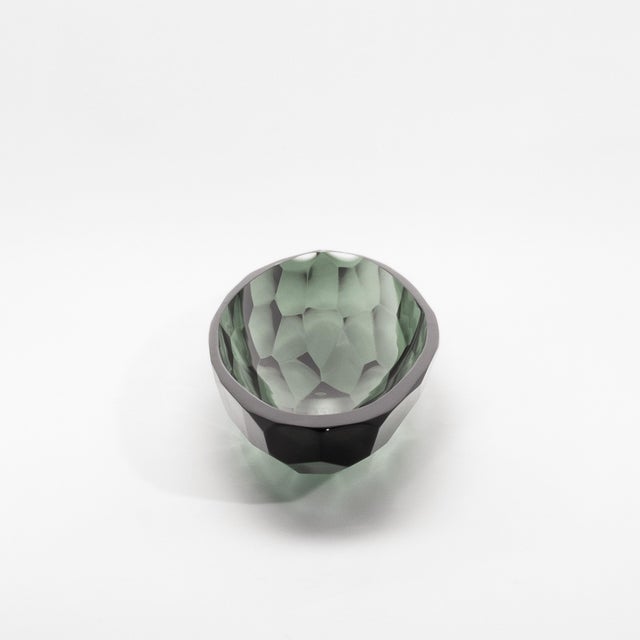 Green Hand-Blown Murano Bowl in Eucalyptus Green For Sale - Image 8 of 11