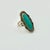 Rustic 1970s Vintage Southwestern Navajo Elongated Oval Turquoise & Sterling Ring, Artist Signed, Size 7.75 For Sale - Image 3 of 9