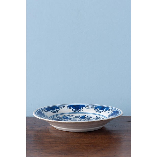 Dutch Delft Blue & White Floral Plates, 1700s, Set of 3 For Sale - Image 10 of 14