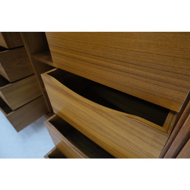 Tambour Doors 12 Deep Drawers 3 Shelves Danish Teak Mid-Century Modern Credenza For Sale - Image 13 of 18