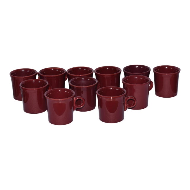 HLC Fiesta Usa Homer Laughlin Cinnabar Maroon O Ring Handle Coffee Mug Usa 10oz For Sale