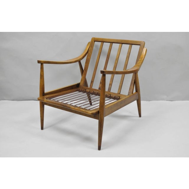 Vintage Mid Century Modern Danish Style Sculptural Walnut Lounge Arm Chair For Sale - Image 17 of 17