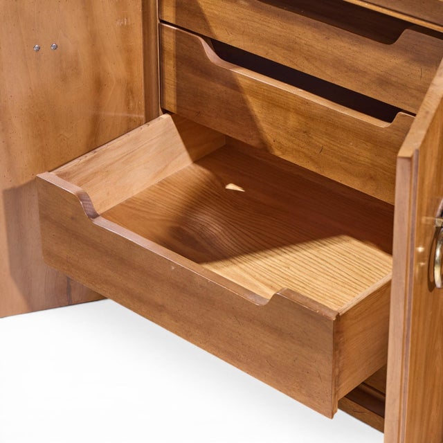 Brown American of Martinsville Mid Century Walnut, Burlwood and Brass Credenza For Sale - Image 8 of 11