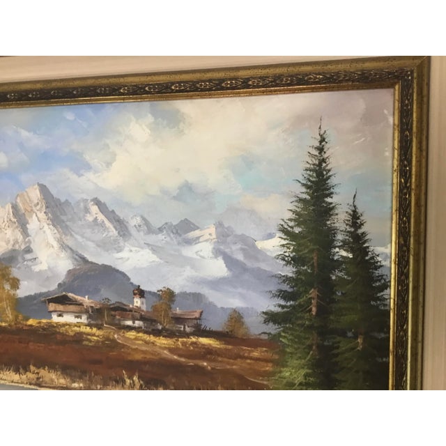 Realism Classic European Alpine Landscape -Oil on Canvas For Sale - Image 3 of 9