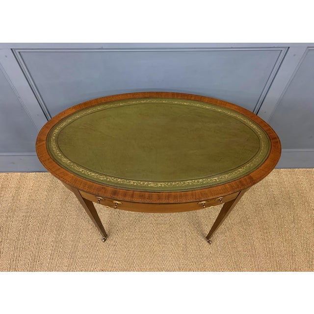 Edwardian Oval Mahogany Writing Table, 1900s For Sale - Image 11 of 14