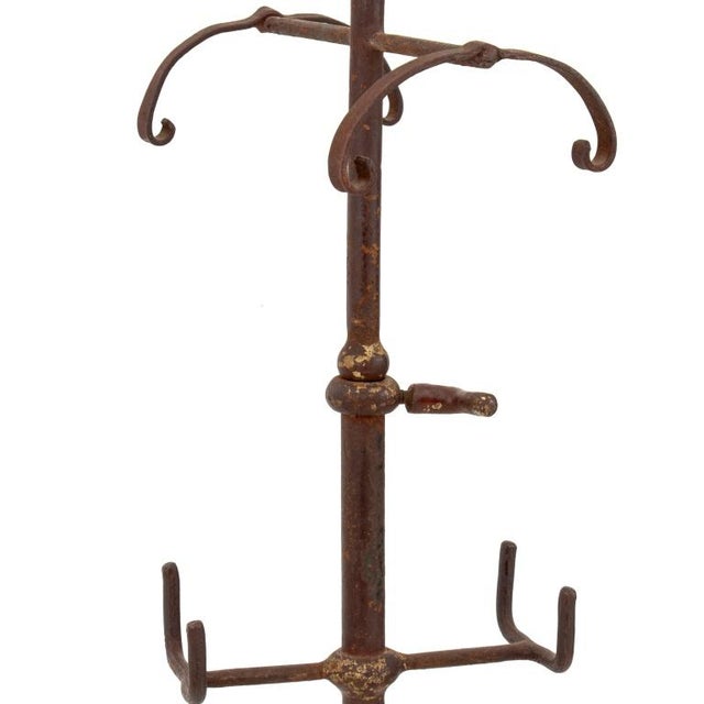 Wrought Iron Adjustable Coat Rack For Sale - Image 4 of 4