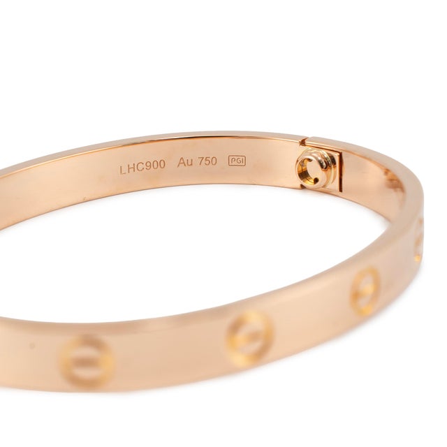 Metal Cartier Love Classic Model 18k Rose Gold Bangle Bracelet For Sale - Image 7 of 8