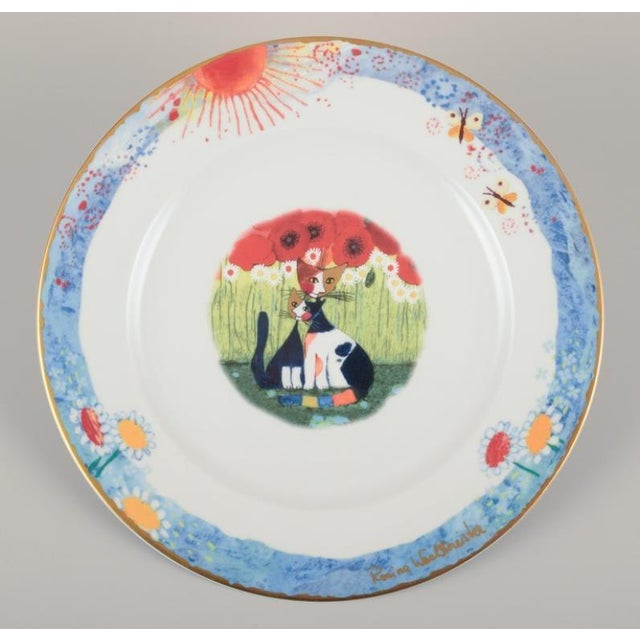 Dinner Plates with Cat Motifs by Rosina Wachtmeister for Goebel, Germany, Set of 6 For Sale - Image 3 of 10