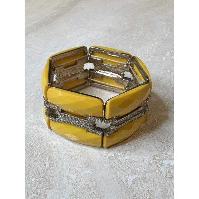 Late 20th Century Vintage Yellow Stretch Regency Bracelet For Sale - Image 5 of 12