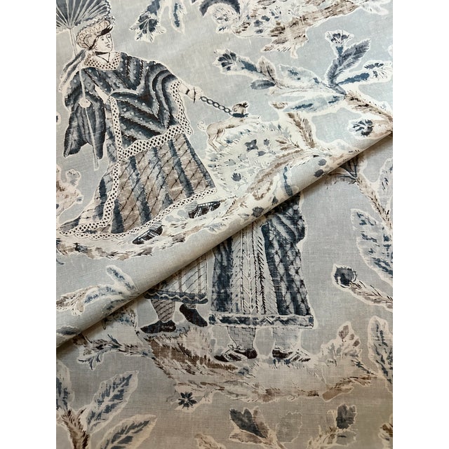 Traditional Thibaut F972575 Royale Toile Aqua Fabric 1 1/2 Yards For Sale - Image 3 of 4