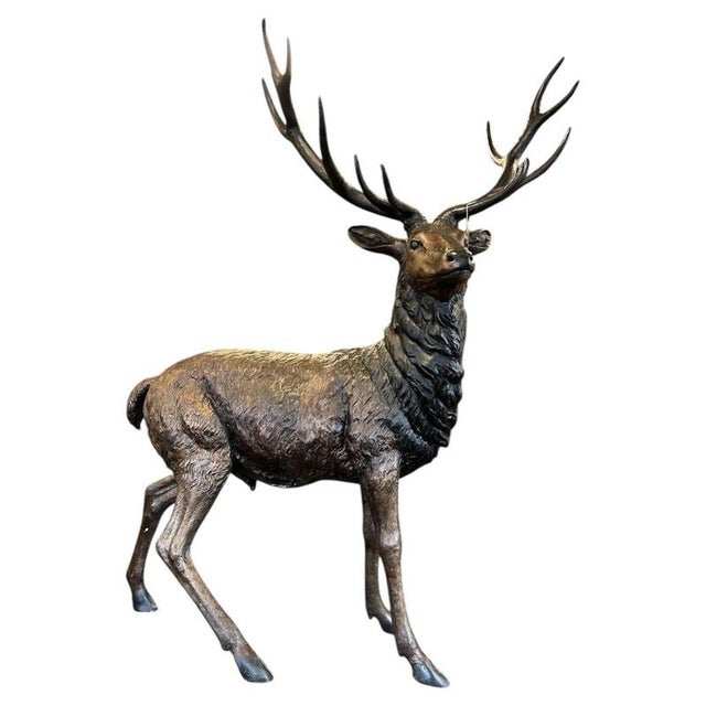 Bronze Twelve-Point Stag Garden Sculpture For Sale - Image 17 of 18