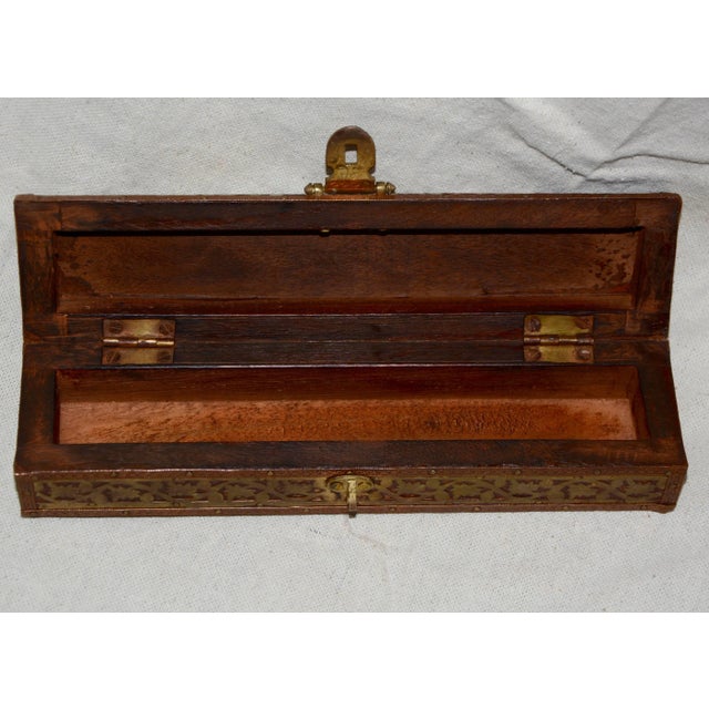Copper, Brass and Wood Box With Mother of Pearl Handle Letter Opener For Sale In Nashville - Image 6 of 7