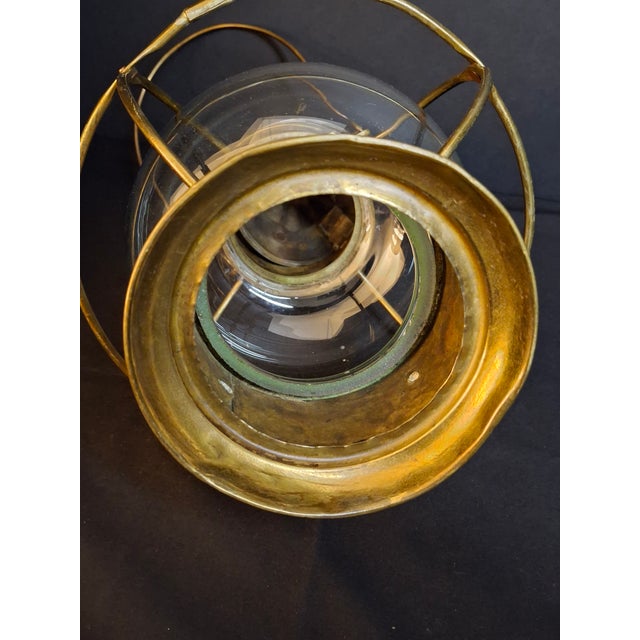 Antique Brass Onion Globe Ship Marine Lantern Sherwoods Burner C. 1870s Matthew J King Provenanceer For Sale - Image 13 of 17