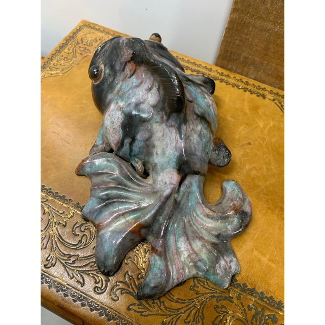 Late 19th Century Late 19th Century Ceramic Japanese Fantail Goldfish Wall Pocket For Sale - Image 5 of 6