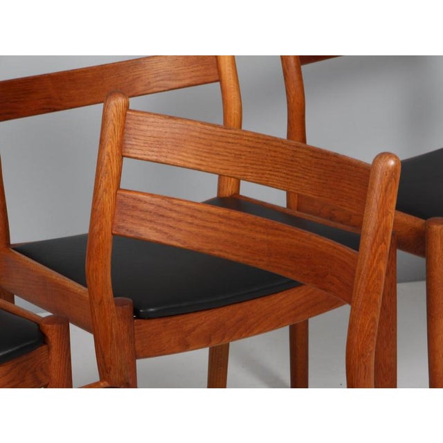 Dining Chairs in Oak and Leather by Poul Volther for FDB, 1970s, Set of 5 For Sale - Image 3 of 8