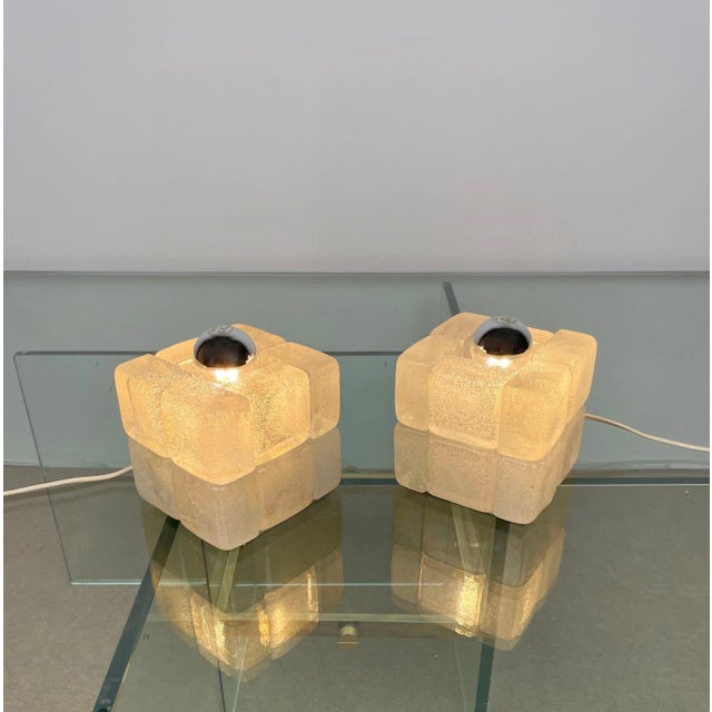 Murano Glass Cube Lamps by Albano Poli for Poliarte, Italy, 1970s, Set of 2 For Sale - Image 9 of 17