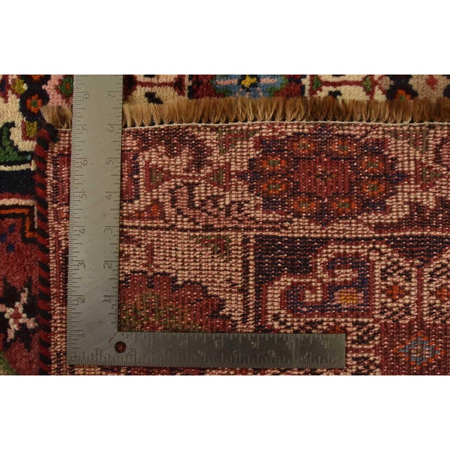 Qashqai Rug 3’5” X 5’5” Red Wool Vintage Tribal Hand-Knotted Oriental Carpet For Sale - Image 12 of 12