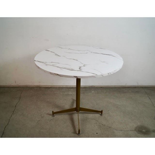 Metal Mid-Century Modern Style Custom Faux Marble Dining Table For Sale - Image 7 of 12