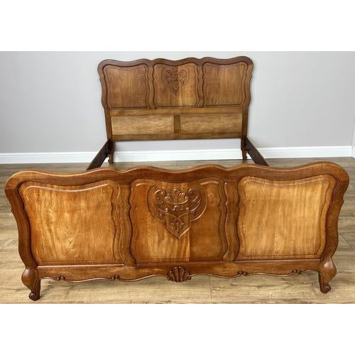 Vintage French Louis XVI Double Bed Frame in Oak For Sale - Image 11 of 11