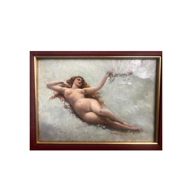 Antique nude painting 19th century oil paint on canvas This is an oil paint on canvas of a lovely women laying down living...