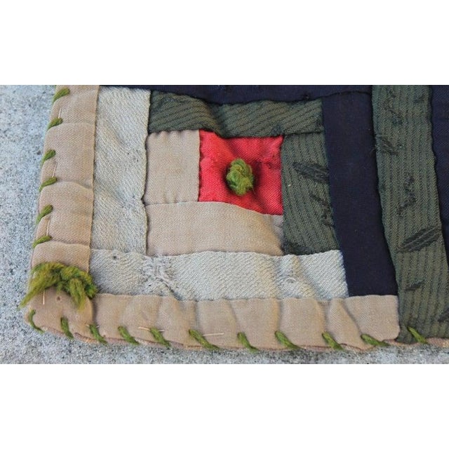 Antique Quilt 19th Century Log Cabin Comforter For Sale - Image 9 of 11