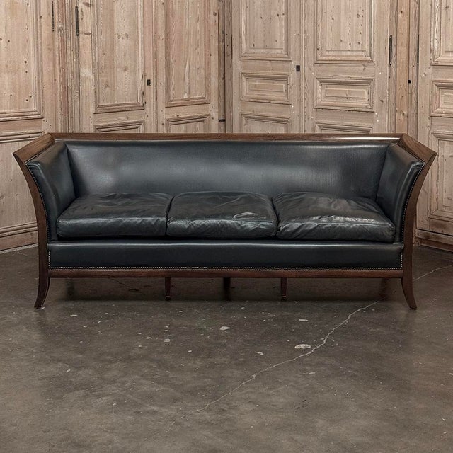 French Directoire Style Mahogany and Leather Canapé ~ Sofa For Sale - Image 12 of 18