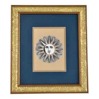 Vintage Piero Fornasetti "Soli" Sun Face Framed Print - Sole VI For Sale