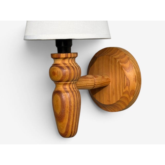 1960s Swedish Modern, Wall Sconce, Pine, Sweden, 1960s For Sale - Image 5 of 8