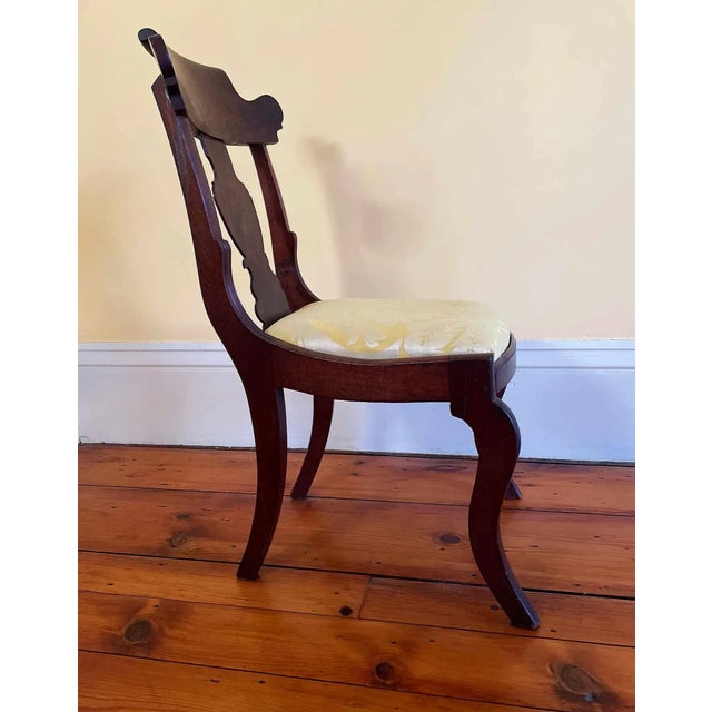 Traditional Mahogany Chairs With Damask Upholstery For Sale - Image 3 of 7