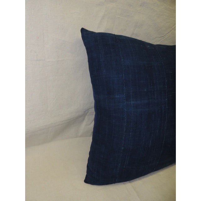 1970s Indigo Blue African Strip-Woven Square Decorative Pillows - A Pair For Sale - Image 5 of 5