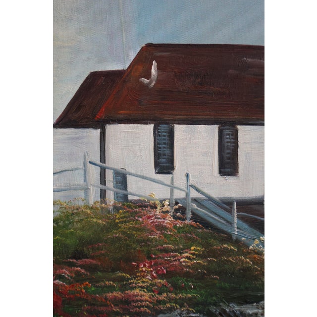 Large Vintage R. Ashburton Portland Head Light Oil Painting—59″ For Sale - Image 4 of 18