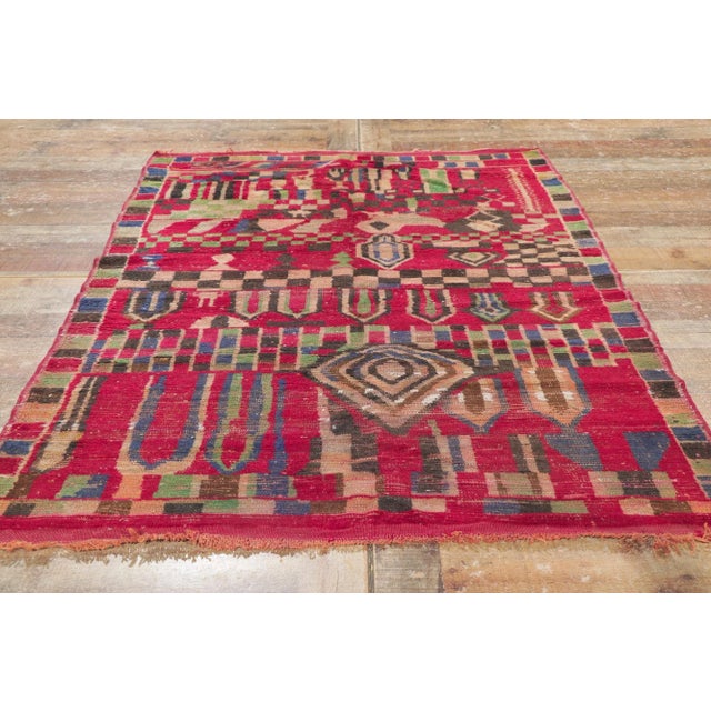 Textile Vintage Berber Moroccan Rug - 03'09 X 05'08 For Sale - Image 7 of 9