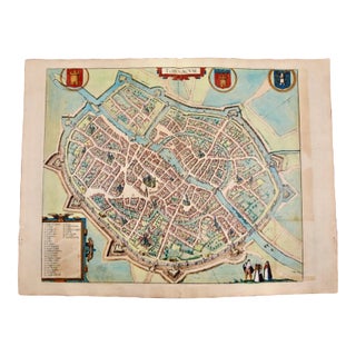 Tournai (Tournay), Belgium: A 16th Century Hand-Colored Map by Braun & Hogenberg, 1575 For Sale