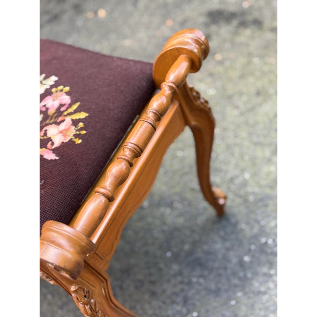 Vintage French Louis XV Carved Wood Bench For Sale - Image 10 of 10