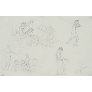 Allegorical Figures and Nudes, 19th-Century, Pencil For Sale