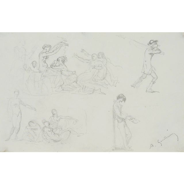 Allegorical Figures and Nudes, 19th-Century, Pencil For Sale