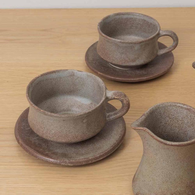 1960s French Stoneware Ceramic Coffee Set- 7 Pieces For Sale - Image 13 of 18