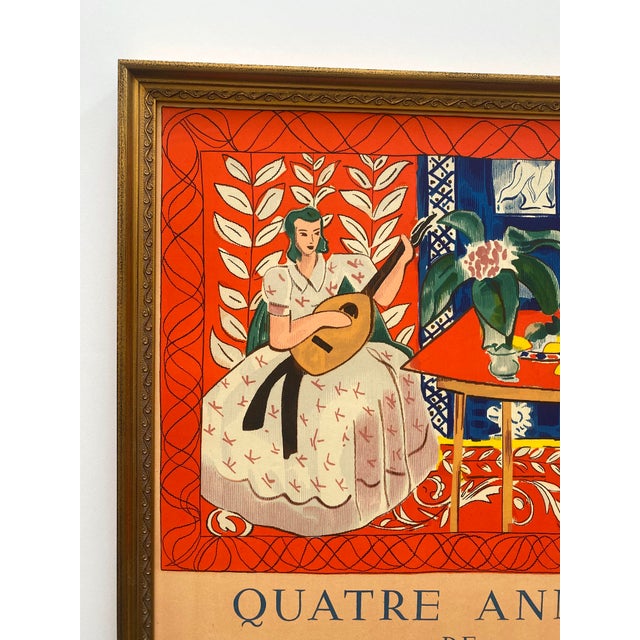 Henri Matisse Henri Matisse Vintage 1949 Mourlot Fine Art Lithograph Print Framed Paris Exhibition Poster " La Femme Au Luth " 1946 For Sale - Image 4 of 14