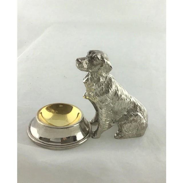 2000s Metal Retriever Dog With Dish Gilded Open Salt For Sale In Naples, FL - Image 6 of 8