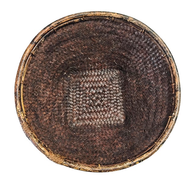 Mid-Century Modern Vintage Mid-Century Philippine Tribal Labba Woven Grain Basket Bowl Centerpiece For Sale - Image 3 of 15