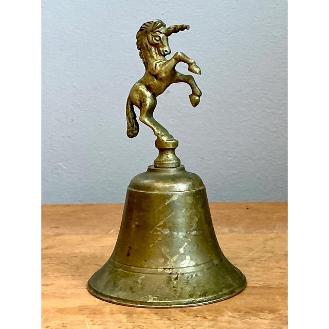 Vintage Brass Unicorn Bell For Sale - Image 9 of 13