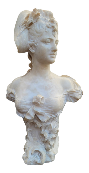 Ant Nelson, Bust of a Woman, Alabaster, Late 19th Century