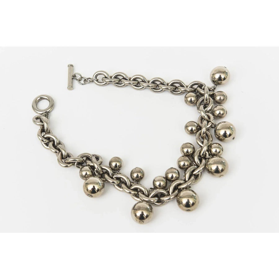 Vintage Givenchy Signed Chromed Metal Chain and Ball Pendant