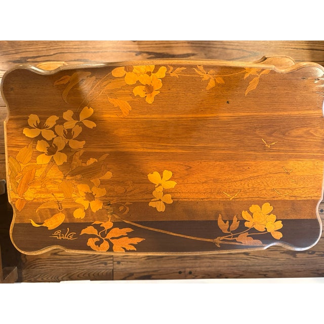 Late 19th Century Late 19th Century Emile Galle Two Tier Art Nouveau Walnut Table For Sale - Image 5 of 11
